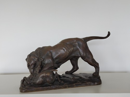Große antike bronze löwe - antike,