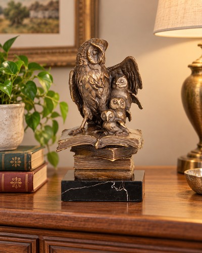 Bronze skulptur vier eulen - skulptur, auf