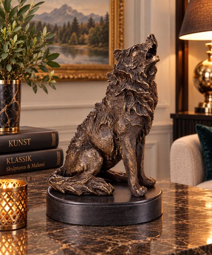 Bronze skulptur heulender wolf - heulender,