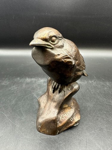 Bronze vogel sitzend signiert - bronze,
