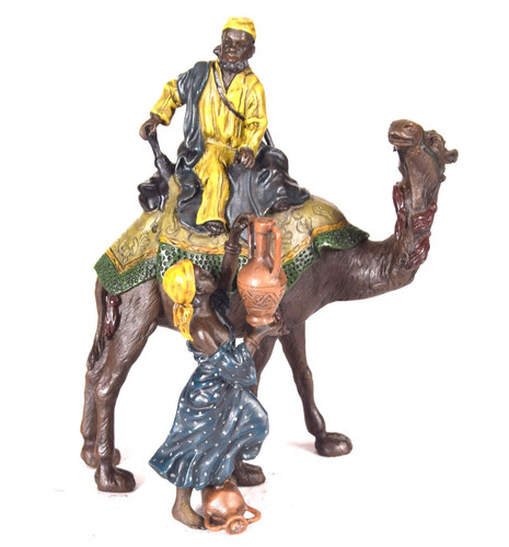 Bronzefigur araber auf kamel - bronzefigur,
