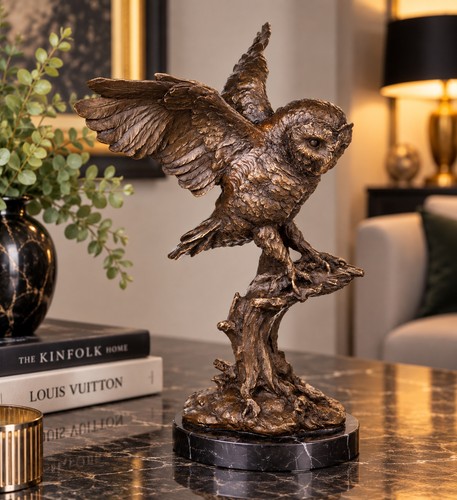 Bronze skulptur eule - bronze, auf