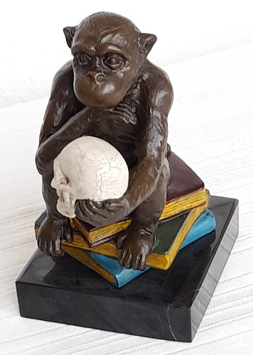 Bronze skulptur affe auf - bronze,