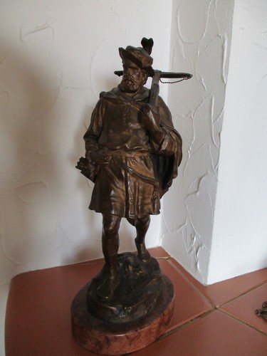 Bronzefigur orig jäger mit - bronzefigur,