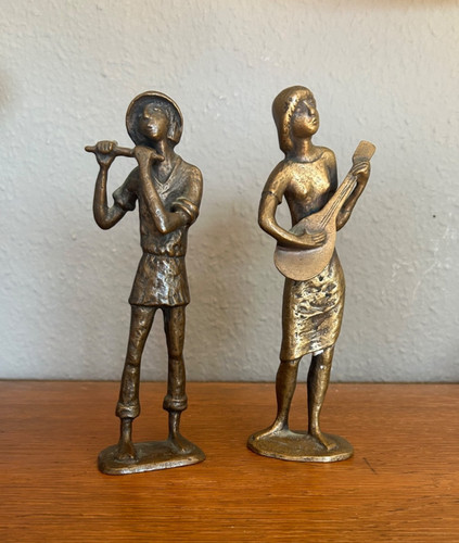 Bronzefiguren flötenspieler - bronzefiguren, &