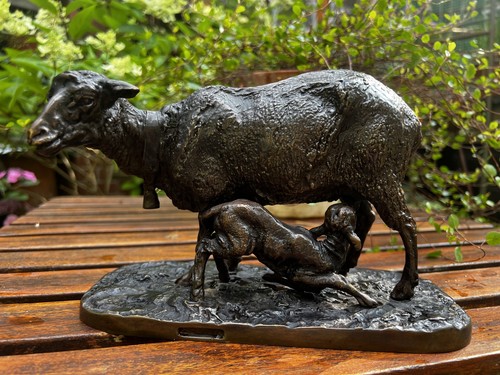 Schaf mit lamm bronze - lamm,
